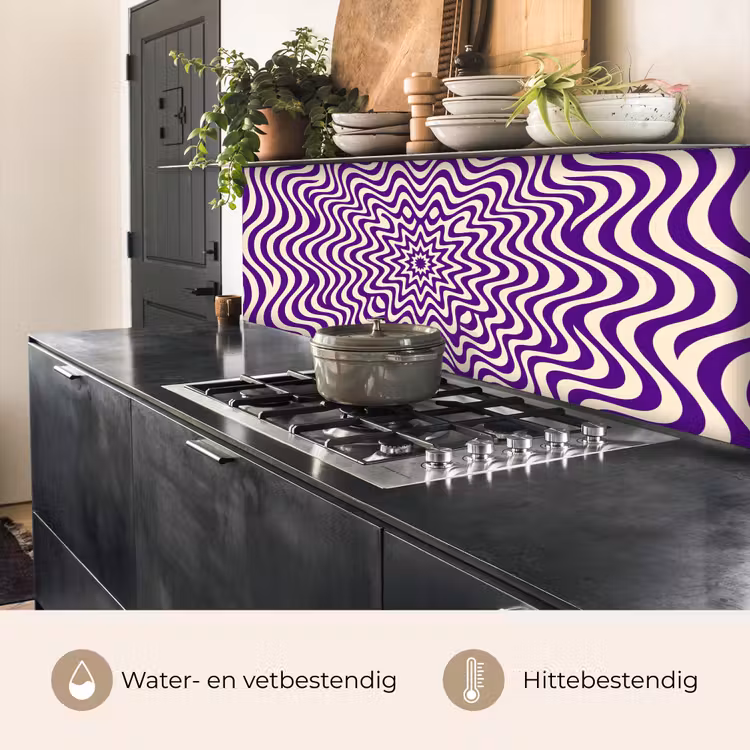 Keuken achterwand - Abstract - Golven - Optisch - Modern - Paars — 3