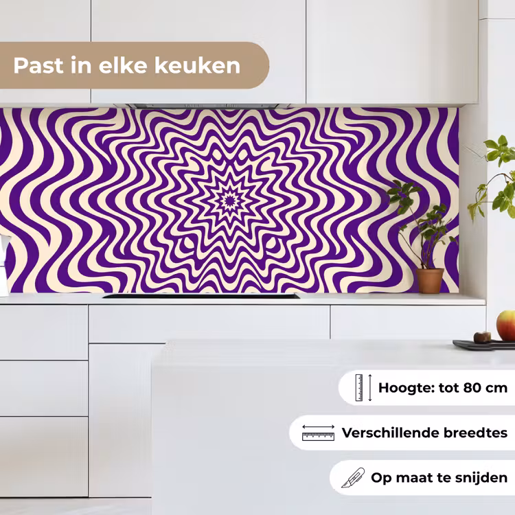 Keuken achterwand - Abstract - Golven - Optisch - Modern - Paars — 4