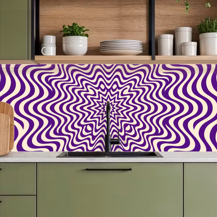 Keuken achterwand - Abstract - Golven - Optisch - Modern - Paars — 5