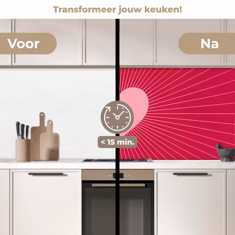 Keuken achterwand - Hart - Stralen - Liefde - Abstract - Roze — 2