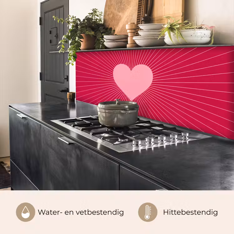 Keuken achterwand - Hart - Stralen - Liefde - Abstract - Roze — 3