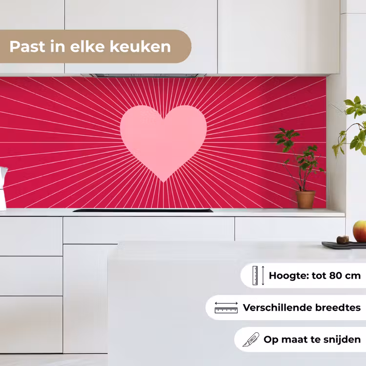 Keuken achterwand - Hart - Stralen - Liefde - Abstract - Roze — 4