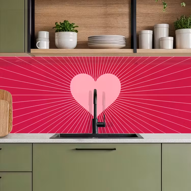 Keuken achterwand - Hart - Stralen - Liefde - Abstract - Roze — 5