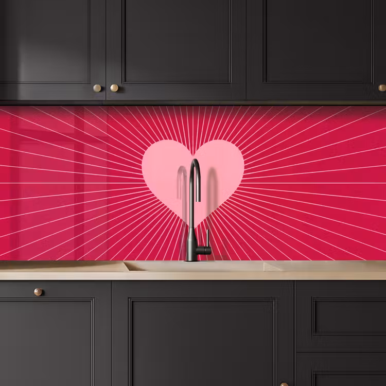Keuken achterwand - Hart - Stralen - Liefde - Abstract - Roze — 6