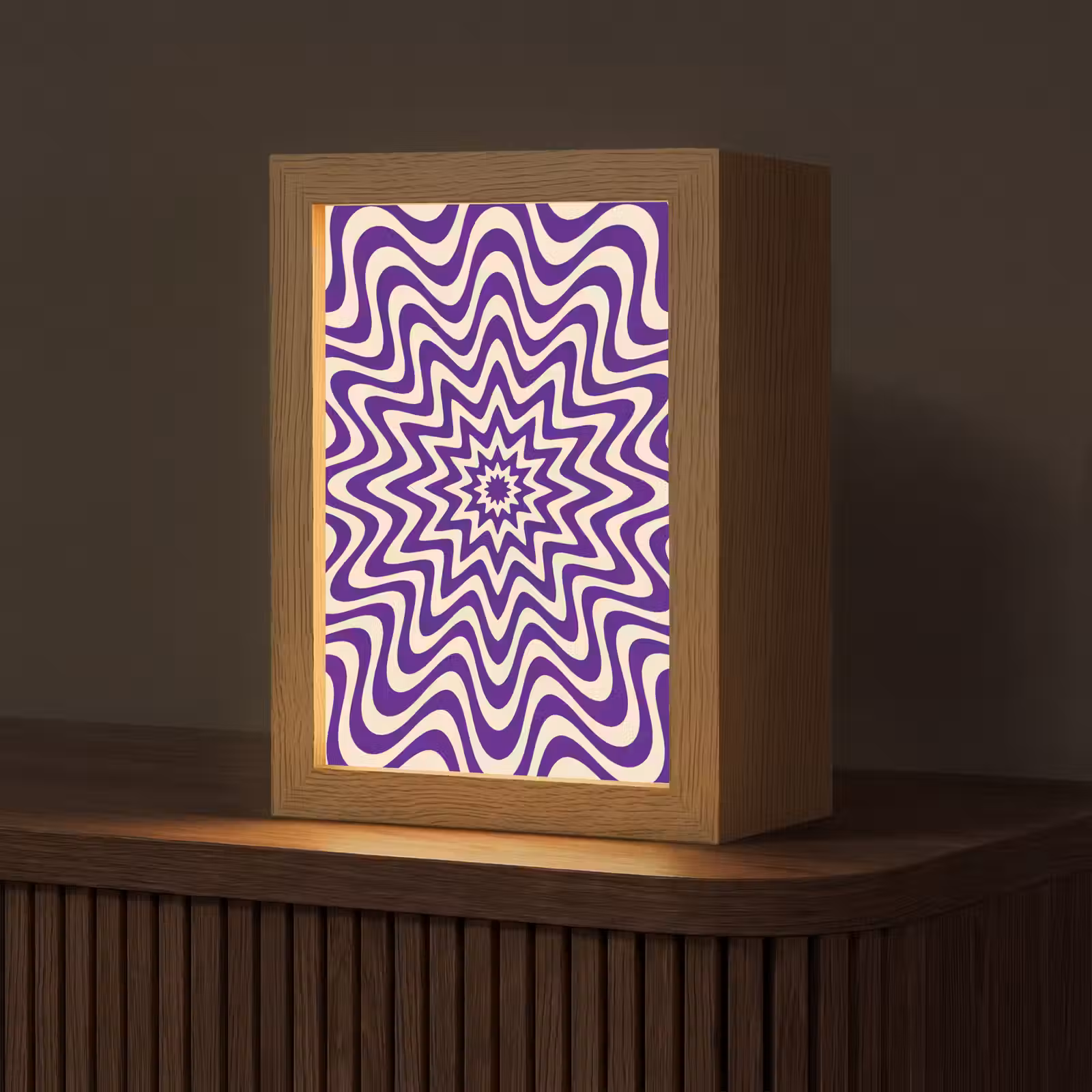 Gepersonaliseerde Lightbox - Abstract - Golven - Optisch - Modern - Paars — 1