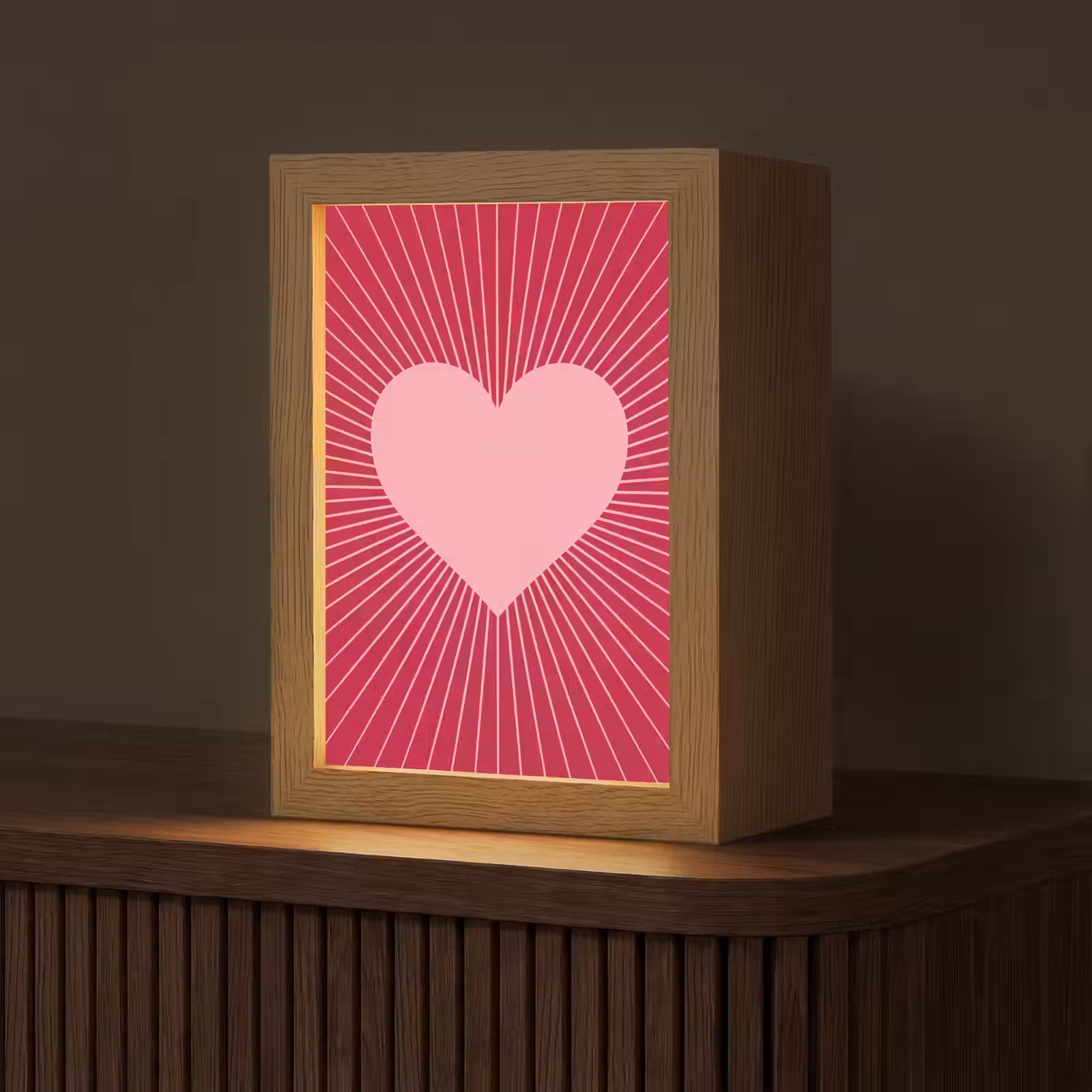 Gepersonaliseerde Lightbox - Hart - Stralen - Liefde - Abstract - Roze — 1