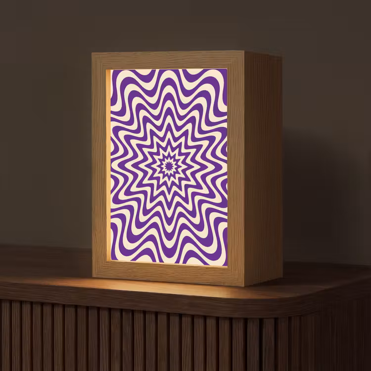 Gepersonaliseerde Lightbox - Abstract - Golven - Optisch - Modern - Paars — 1