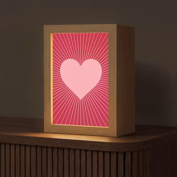 Gepersonaliseerde Lightbox - Hart - Stralen - Liefde - Abstract - Roze — 1