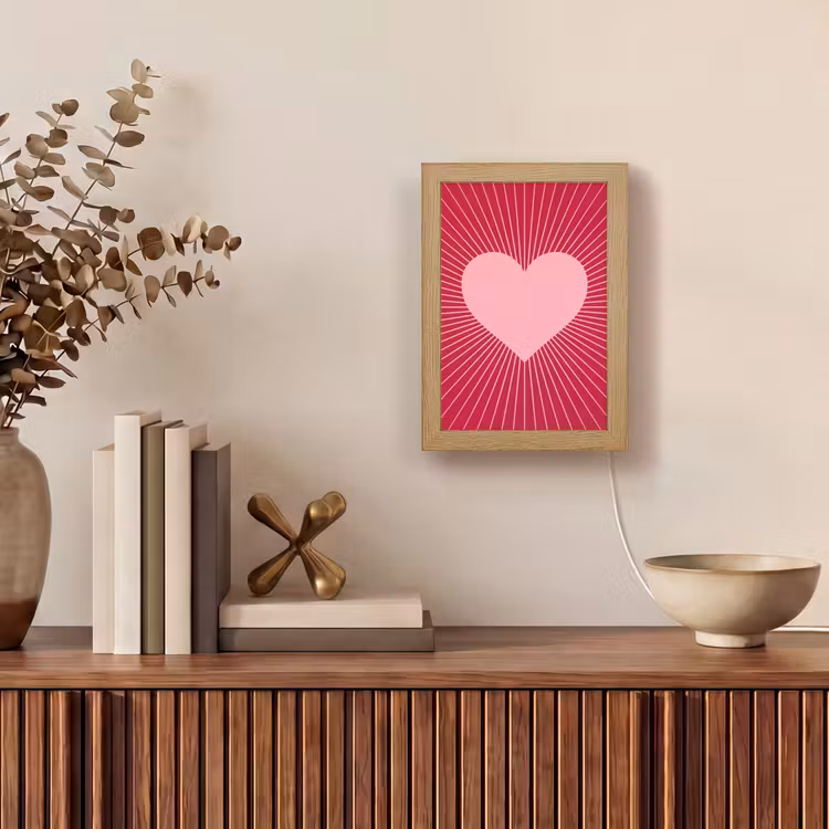 Gepersonaliseerde Lightbox - Hart - Stralen - Liefde - Abstract - Roze — 4