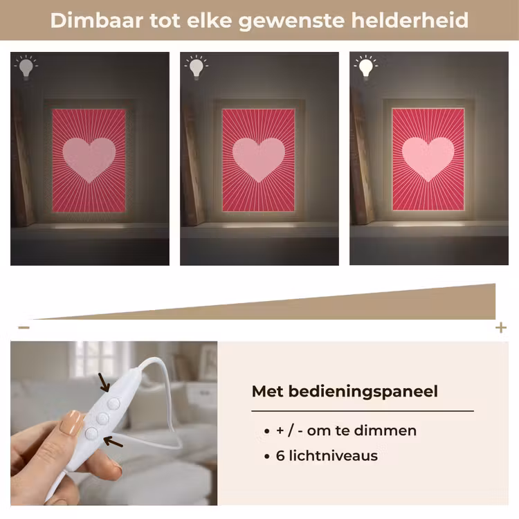 Gepersonaliseerde Lightbox - Hart - Stralen - Liefde - Abstract - Roze — 8