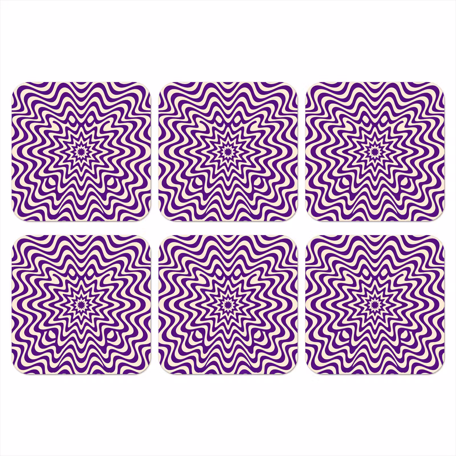 Onderzetter​ - Abstract - Golven - Optisch - Modern - Paars — 1