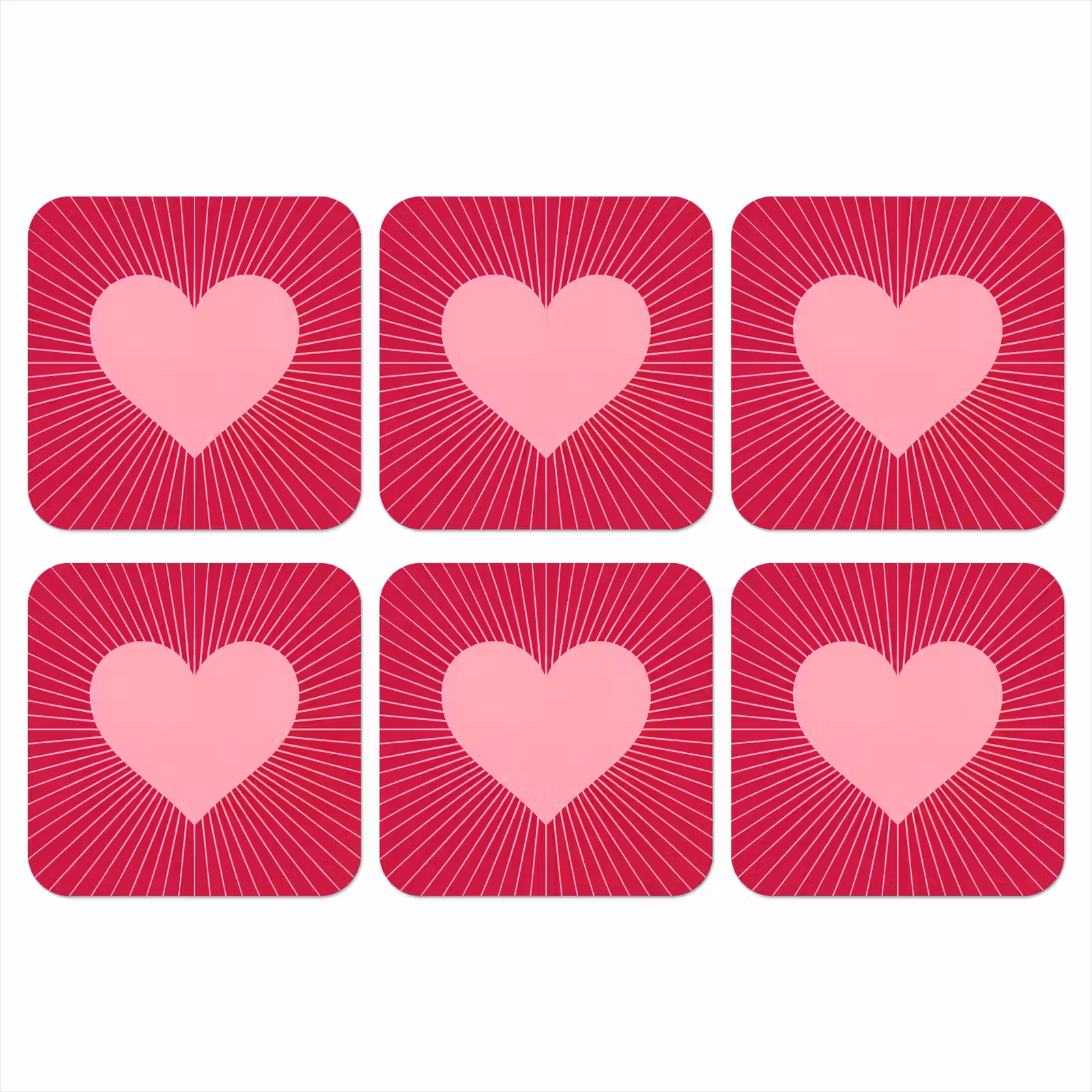Onderzetter​ - Hart - Stralen - Liefde - Abstract - Roze — 1