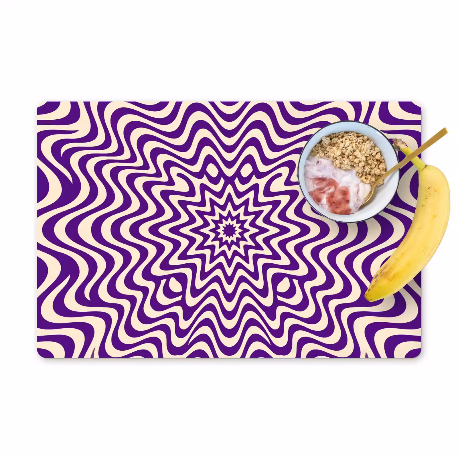 Placemat - 6 stuks - Abstract - Golven - Optisch - Modern - Paars — 1