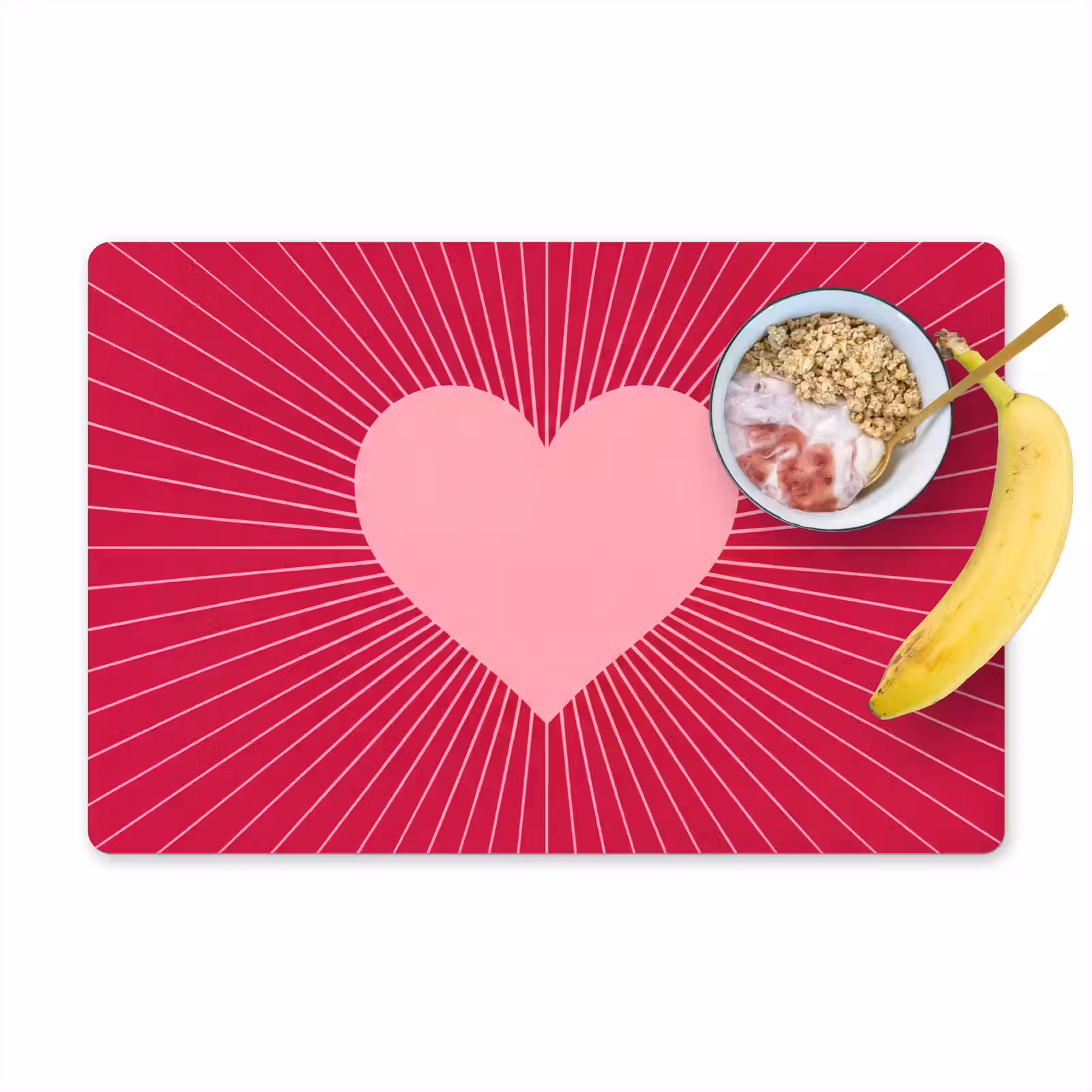 Placemat - 6 stuks - Hart - Stralen - Liefde - Abstract - Roze — 1