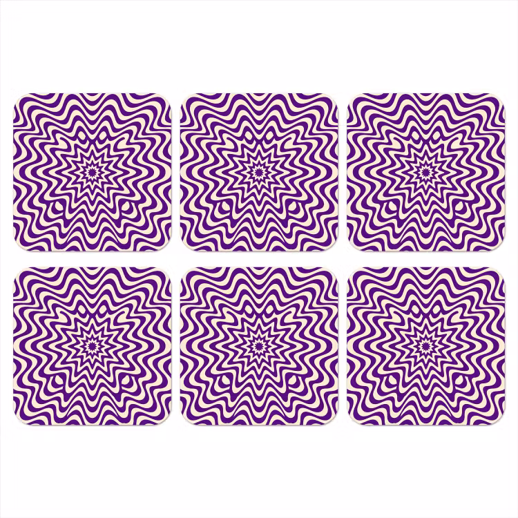 Onderzetter​ - Abstract - Golven - Optisch - Modern - Paars — 1