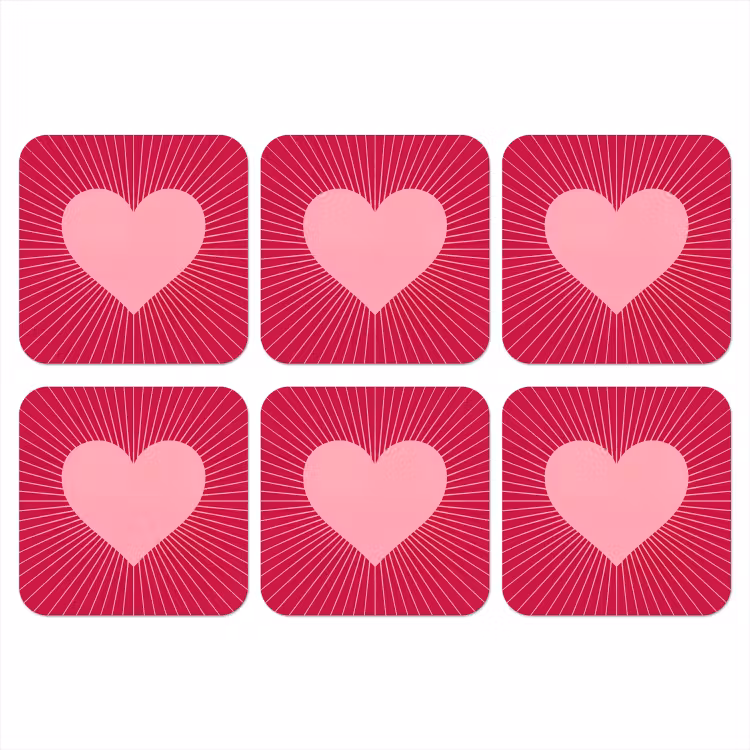 Onderzetter​ - Hart - Stralen - Liefde - Abstract - Roze — 1