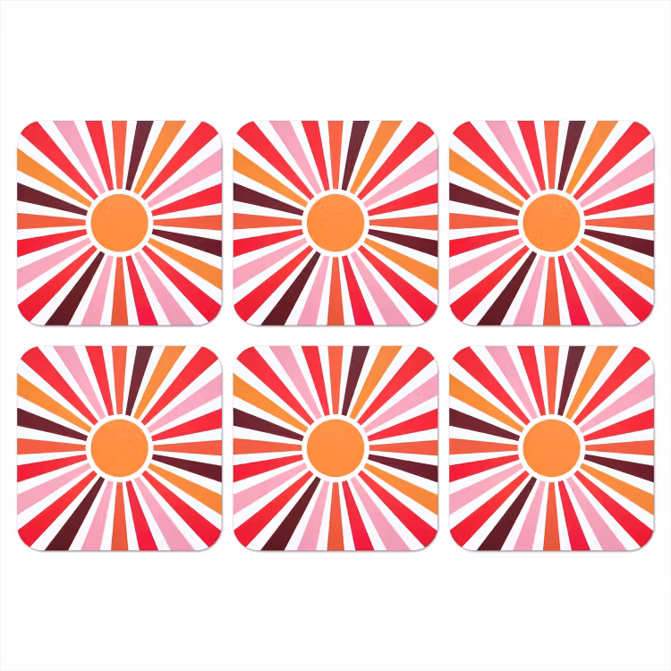 Onderzetter​ - Zon - Stralen - Abstract - Kleurrijk — 1