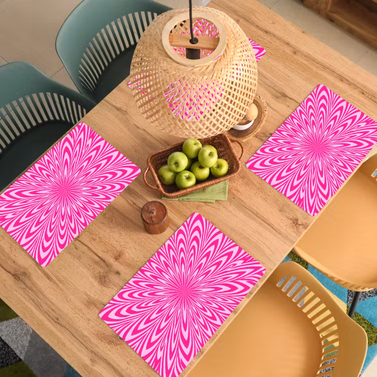 Placemat - 6 stuks - Patroon - Optisch - Roze — 6