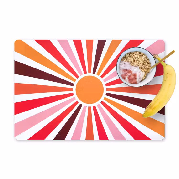 Placemat - 6 stuks - Zon - Stralen - Abstract - Kleurrijk — 1