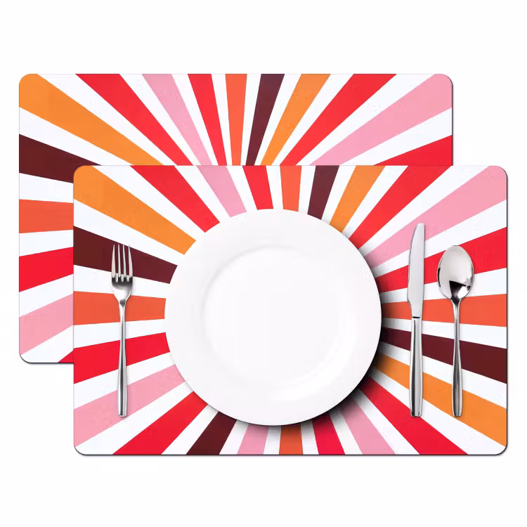 Placemat - 6 stuks - Zon - Stralen - Abstract - Kleurrijk — 2