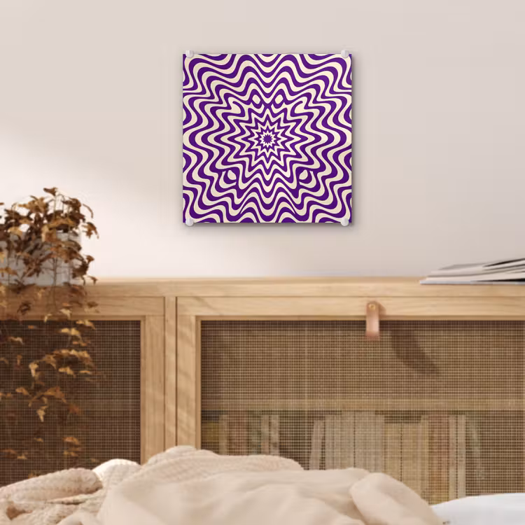 Glas schilderij - Abstract - Golven - Optisch - Modern - Paars — 5