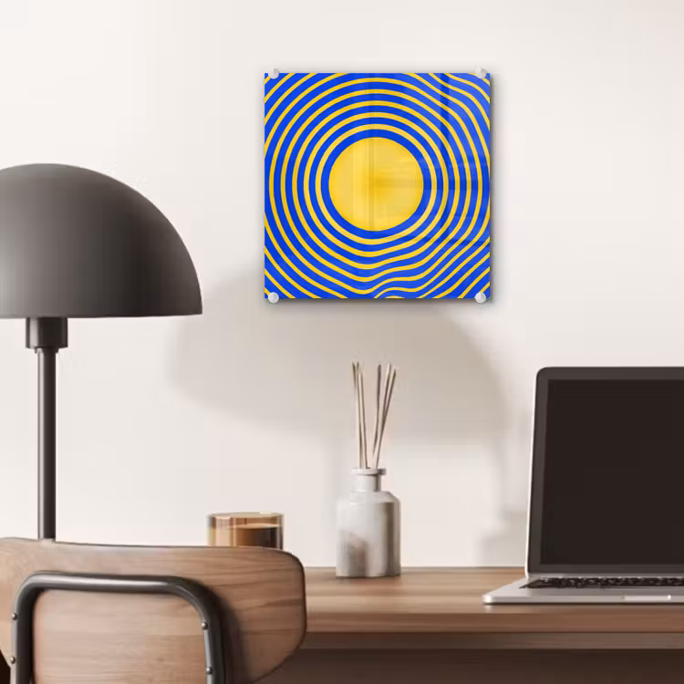 Glas schilderij - Abstract patroon - Blauw — 7