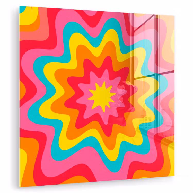 Glas schilderij - Patroon - Golvend - Kleurrijk — 1