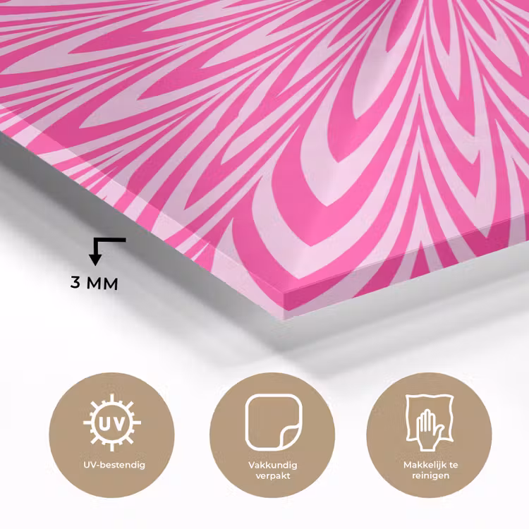 Glas schilderij - Patroon - Optisch - Roze — 3