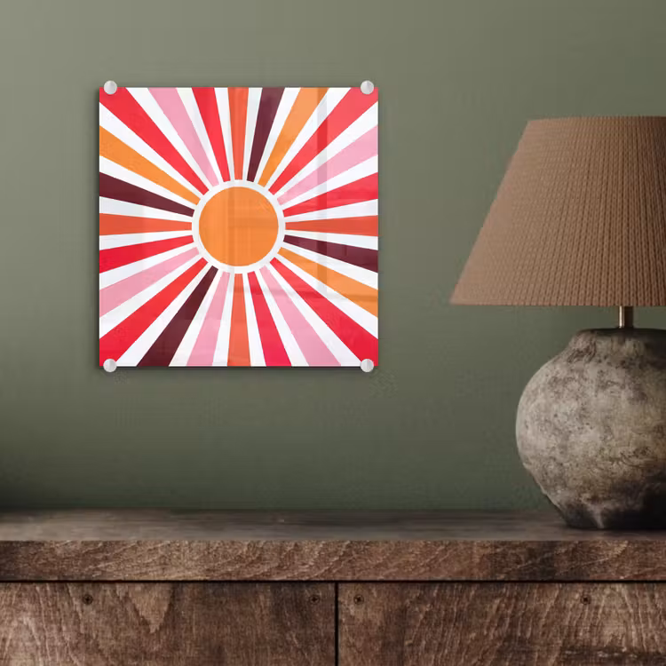 Glas schilderij - Zon - Stralen - Abstract - Kleurrijk — 4