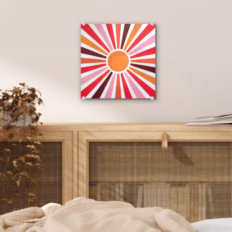 Glas schilderij - Zon - Stralen - Abstract - Kleurrijk — 5