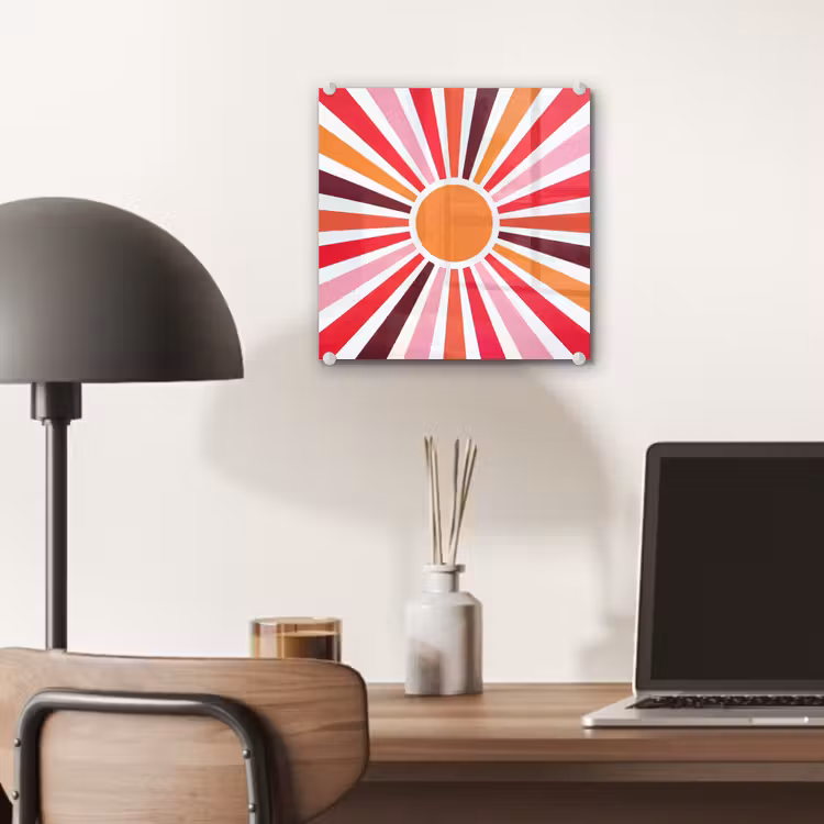 Glas schilderij - Zon - Stralen - Abstract - Kleurrijk — 7