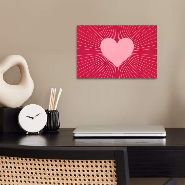 Poster - Hart - Stralen - Liefde - Abstract - Roze — 2