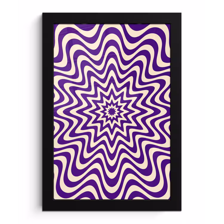 Poster met lijst - Abstract - Golven - Optisch - Modern - Paars — 1