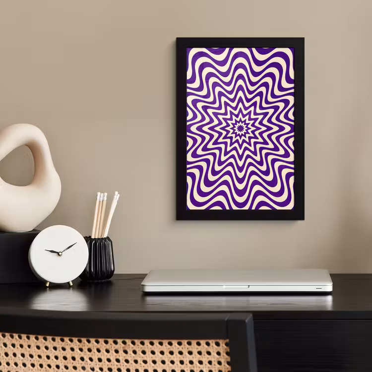 Poster met lijst - Abstract - Golven - Optisch - Modern - Paars — 2