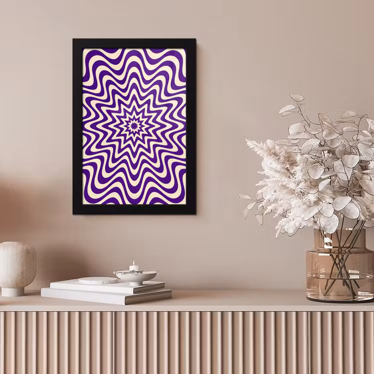 Poster met lijst - Abstract - Golven - Optisch - Modern - Paars — 5