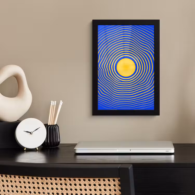 Poster met lijst - Abstract patroon - Blauw — 2