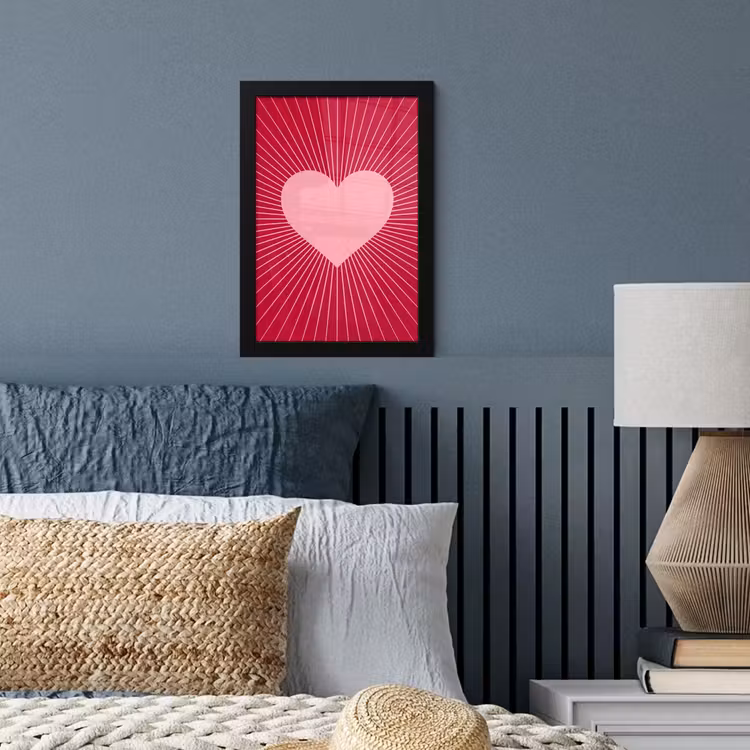 Poster met lijst - Hart - Stralen - Liefde - Abstract - Roze — 3