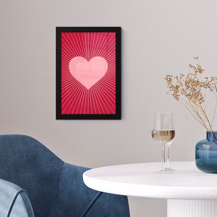 Poster met lijst - Hart - Stralen - Liefde - Abstract - Roze — 4