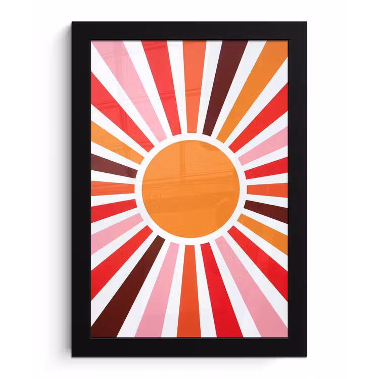 Poster met lijst - Zon - Stralen - Abstract - Kleurrijk — 1