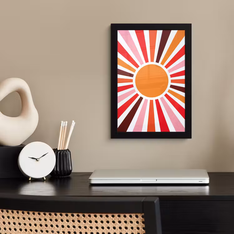 Poster met lijst - Zon - Stralen - Abstract - Kleurrijk — 2
