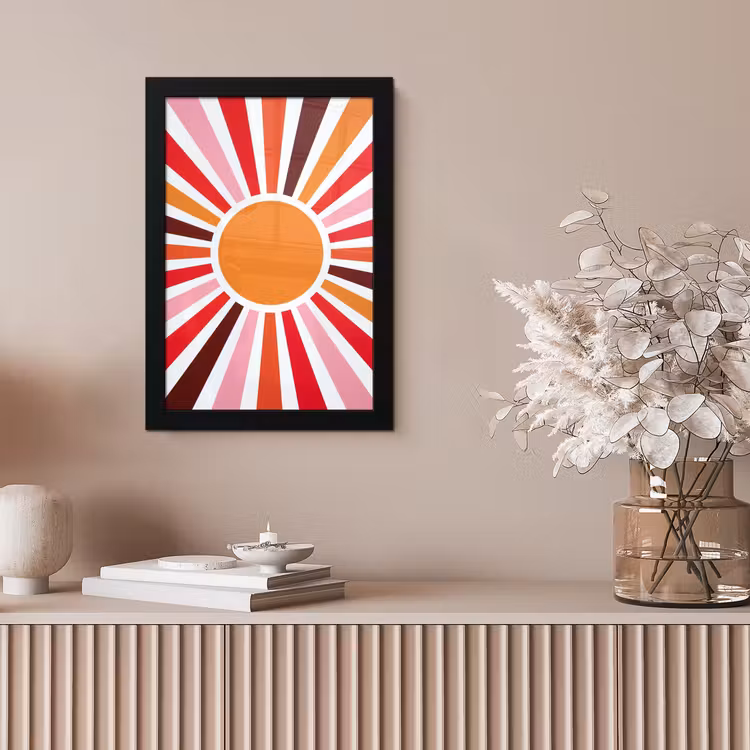Poster met lijst - Zon - Stralen - Abstract - Kleurrijk — 5
