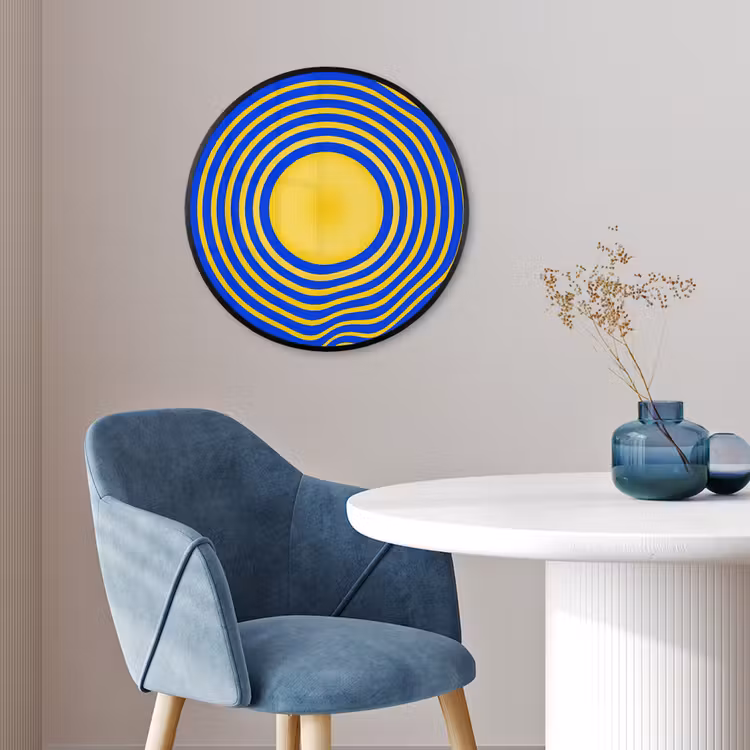 Ronde fotolijst - Abstract patroon - Blauw — 4