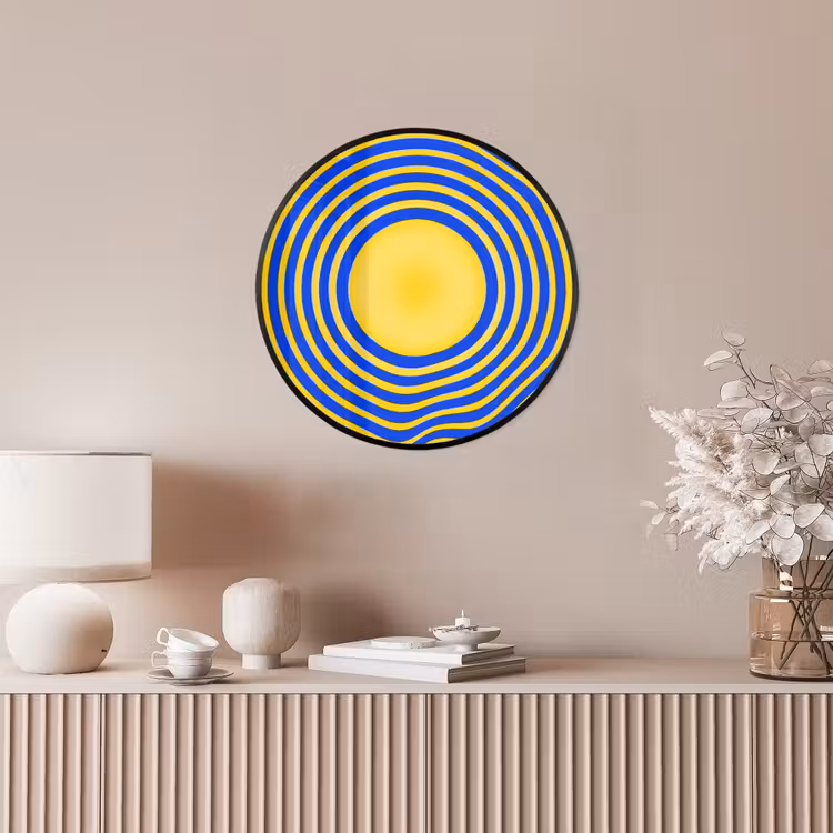 Ronde fotolijst - Abstract patroon - Blauw — 5