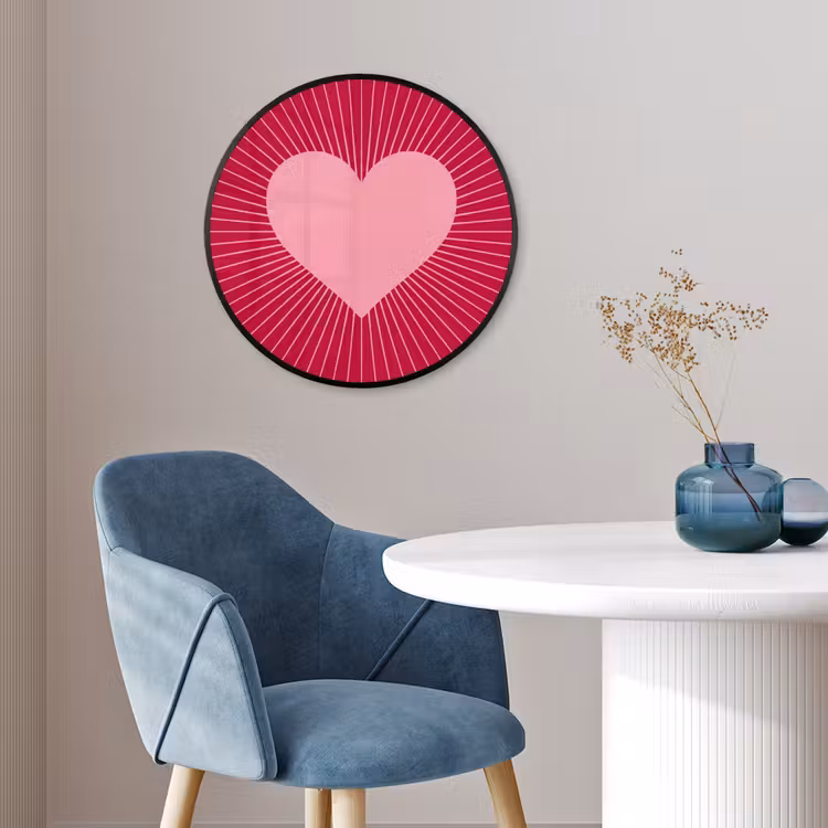 Ronde fotolijst - Hart - Stralen - Liefde - Abstract - Roze — 4