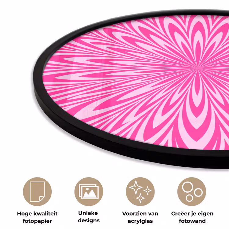Ronde fotolijst - Patroon - Optisch - Roze — 2