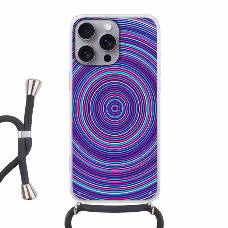 Telefoonhoesje met koord - Abstract - Cirkels - Kleurrijk — 1