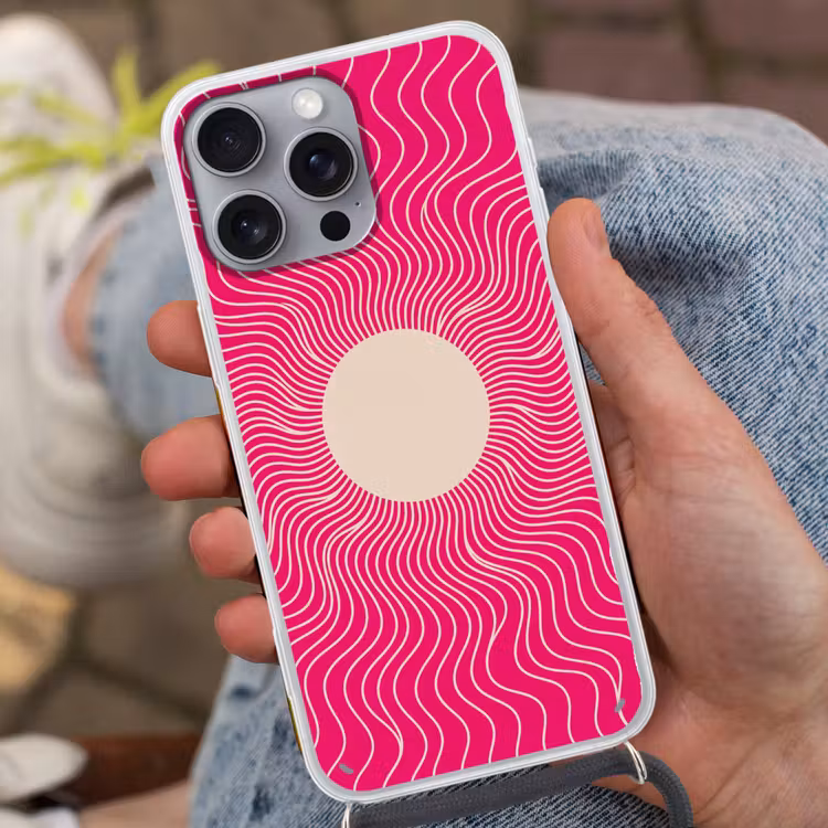Telefoonhoesje met koord - Abstract - Patroon - Roze — 2
