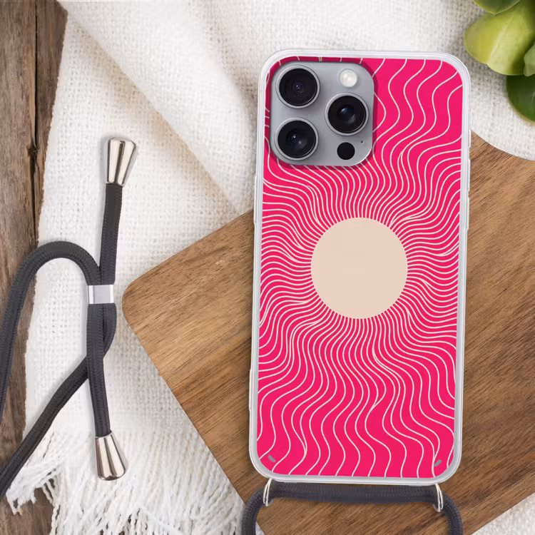 Telefoonhoesje met koord - Abstract - Patroon - Roze — 3