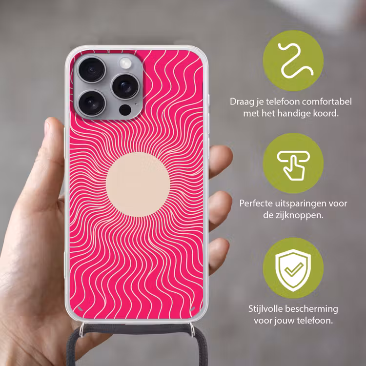 Telefoonhoesje met koord - Abstract - Patroon - Roze — 4