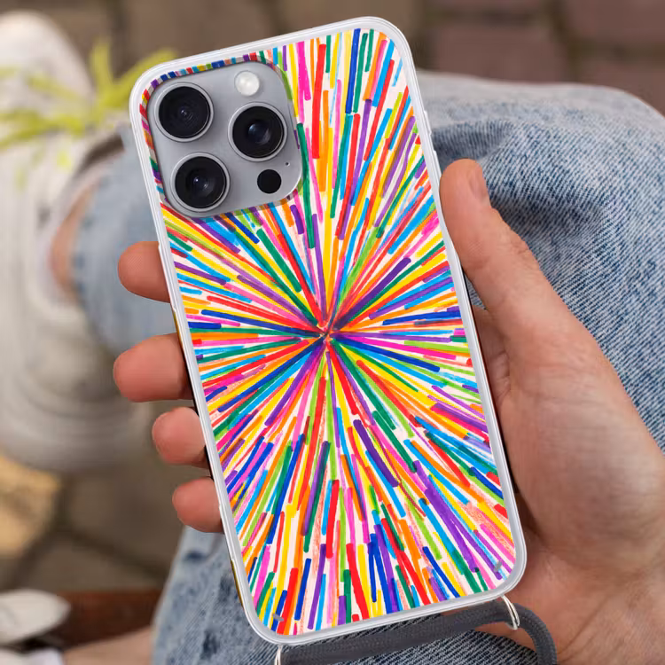 Telefoonhoesje met koord - Lijnen - Kleurrijk - Abstract — 2